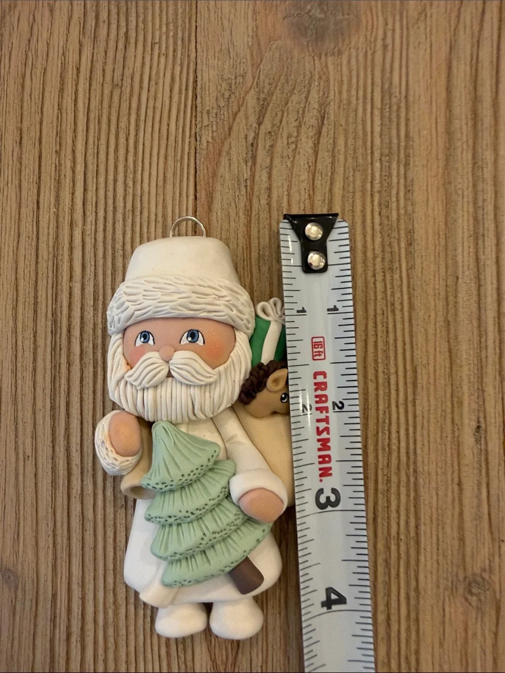 Vintage 1987 Santa Ornament Hand-Painted Polymer Clay